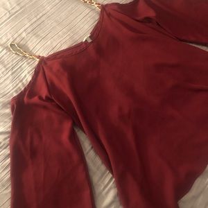 Long sleeve shoulder cut out top